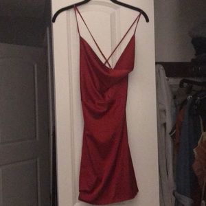 Satin red mini dress. Oh Polly